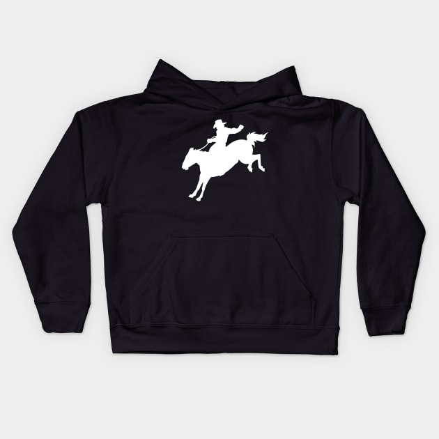 Rodeo Cowboy Silhouette Kids Hoodie by KC Happy Shop